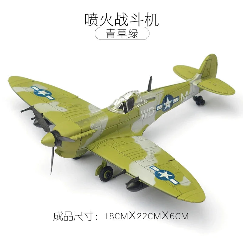 1/48 WWII Fighter Model Pirate Mustang Spitfire Hurricane BF109 4D Assemble Aircraft Plastic DIY Airplane Toy Building Kits