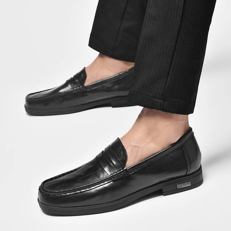 High Quality Brand Men's Genuine Leather Casual Shoes Classic Brown Men's Business Formal Shoes Soft Soled Comfortable Loafers