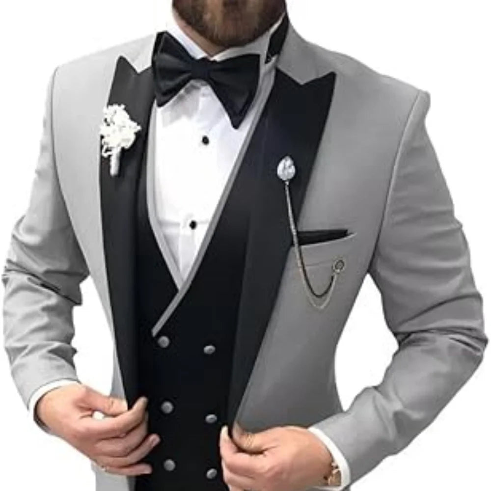 Elegant Suits For Men Wedding 3 Pieces Jackets Vest Pants Blazers Outfit Groom's Classic Full 2025 Formal Costume