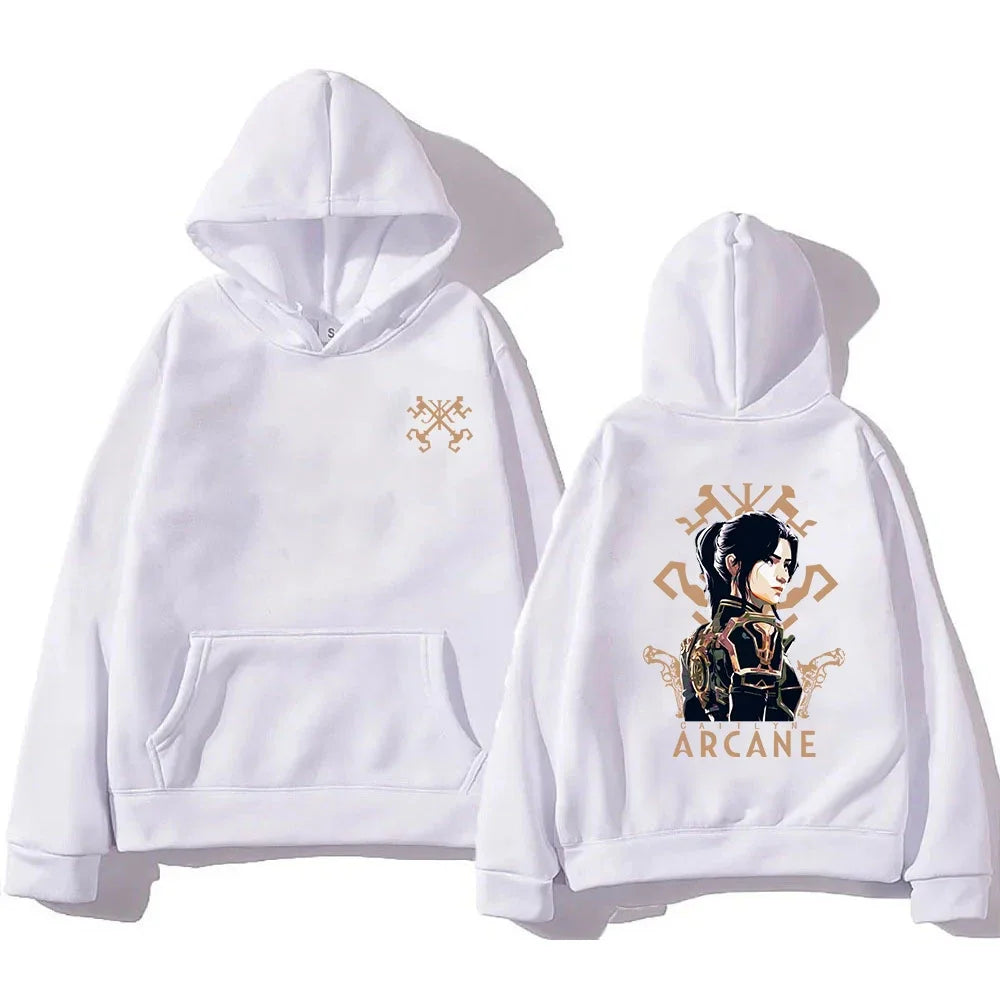 Arcane 2 Caitlyn Hoodie 2024 Anime womens Hoodies Harajuku Aesthetic Winter Fleece Pullover Sweatshirt for