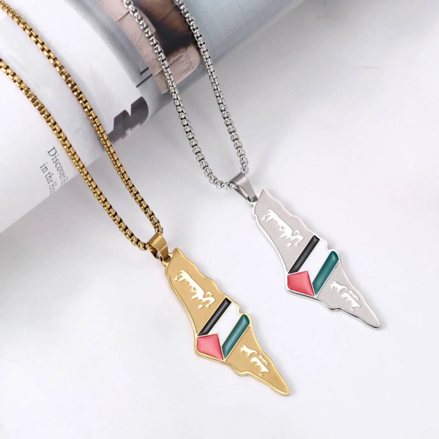 Palestine Flag Pendant Necklace for Women Men Gifts Stainless Steel Jewelry Accessories