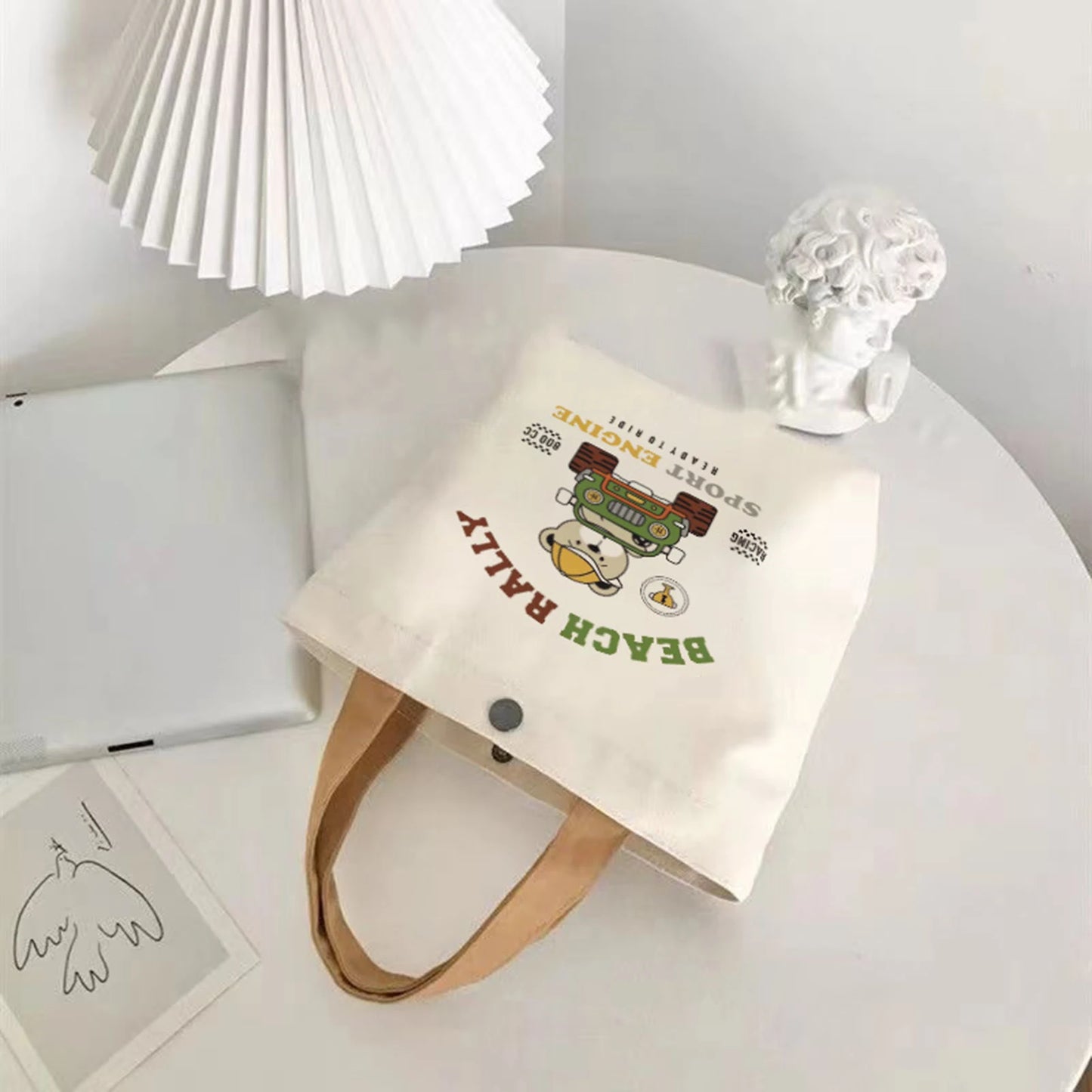 Canvas Tote Bag for School Cartoon pattern Lunch Box Student Handbag Durable Lunch Carrier Pouch Women Men 27*22cm