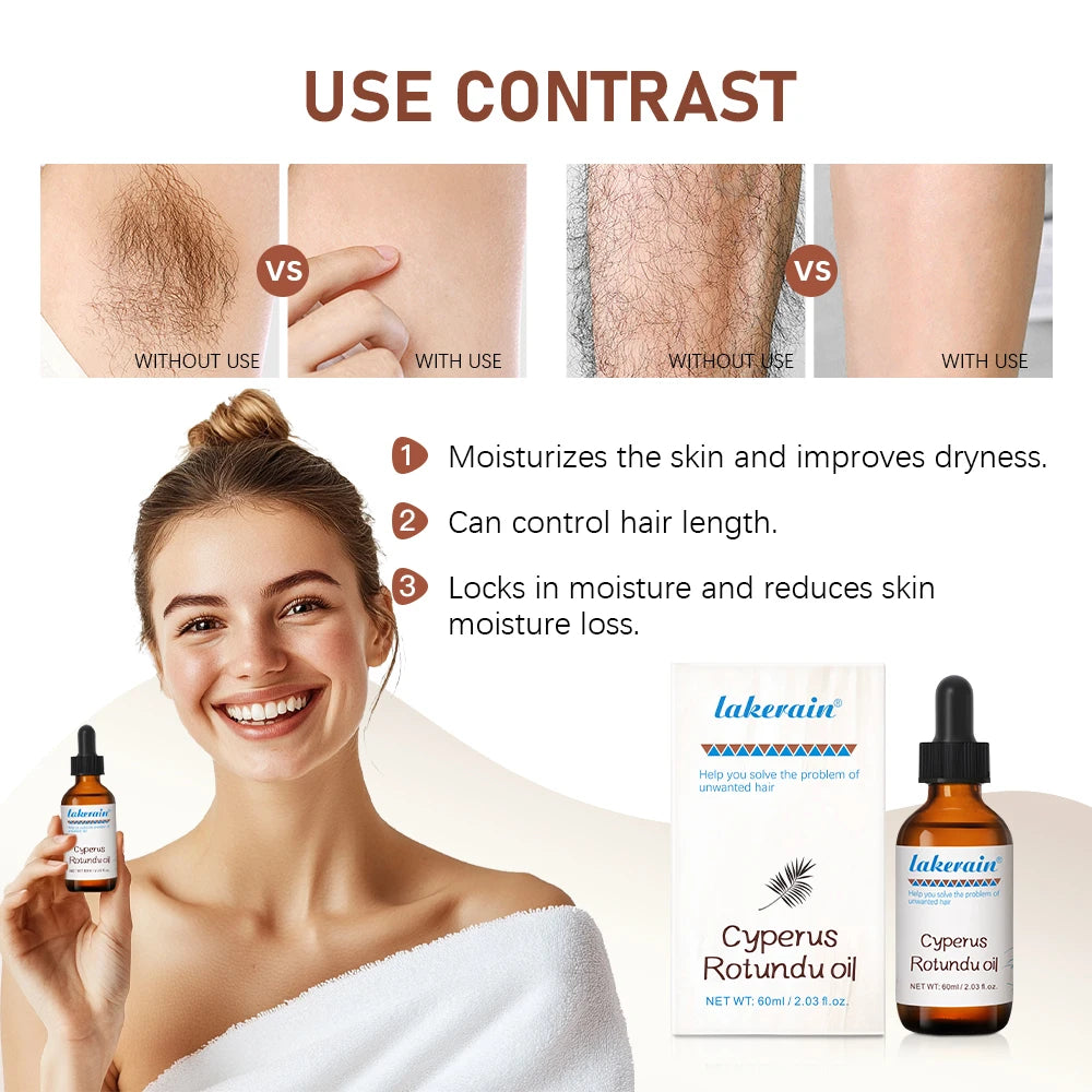 60ml Cyperus Rotundus Oil Nourish the Skin Ingredients are Safe Inhibit Hair Growth Wide Scope of Application Solve Hair Dense P