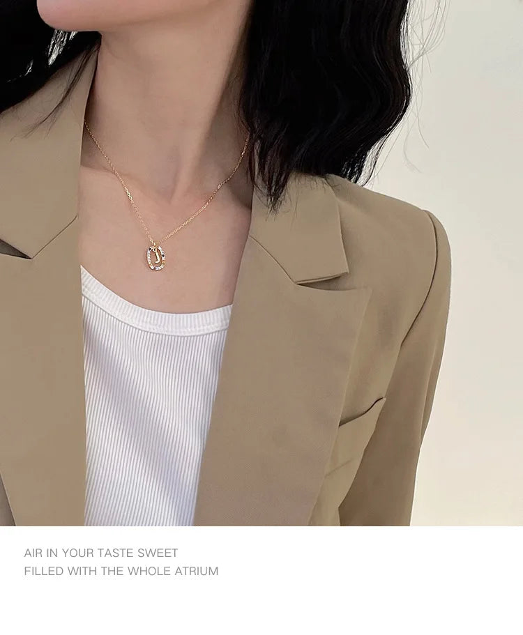 925 Sterling Silver Gold Letters A - Z Initial M S C K Alphabet Pendente Long Chain Necklace Say My Name Fine Jewelry