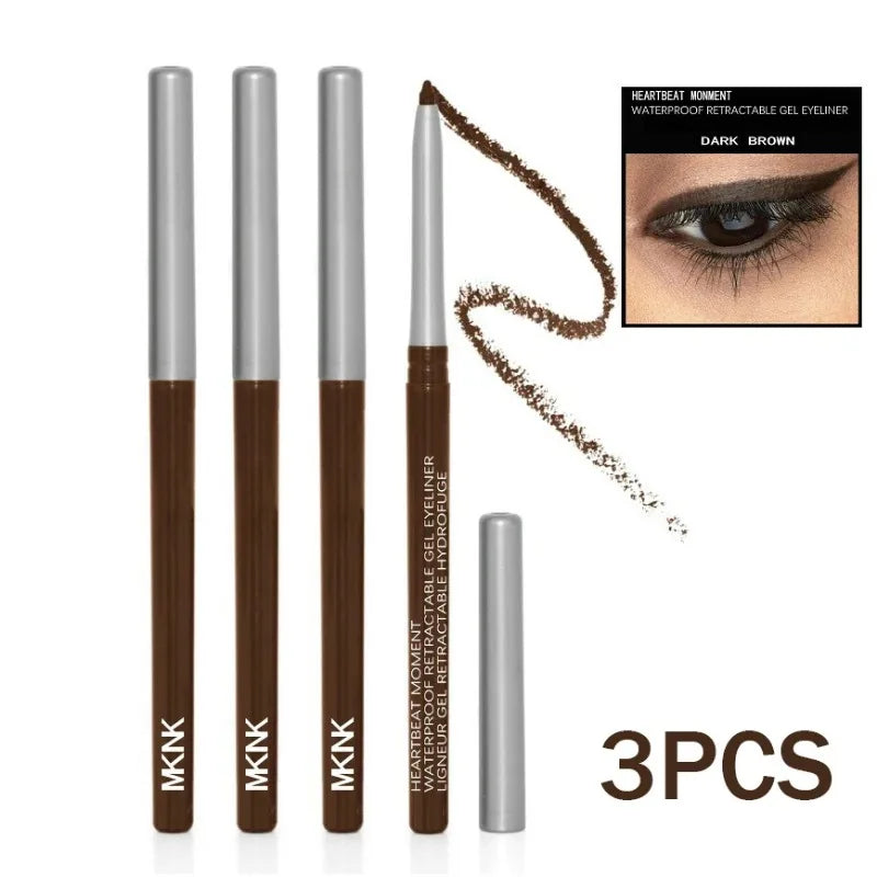 1-3pc Waterproof Black Eyeliner Pencil Smudge-proof Long-lasting Dark Brown Cream Gel Eye Liner Pen Beginner-Friendly Eye Makeup