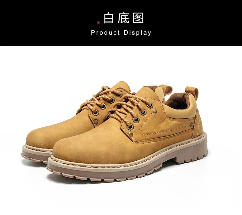 Fashion Men's Leather Shoes England Style Formal Shoes for Man Non Slip Ankle Boots Outdoor Waterproof Casual Tim Work Land Shoe