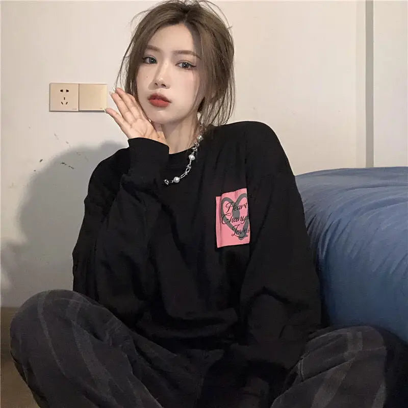 Patchwork Hoodies Women Loose Designer Korean Style Spring Fashion Leisure All-match Female Streetwear Students Ins Sweatshirts