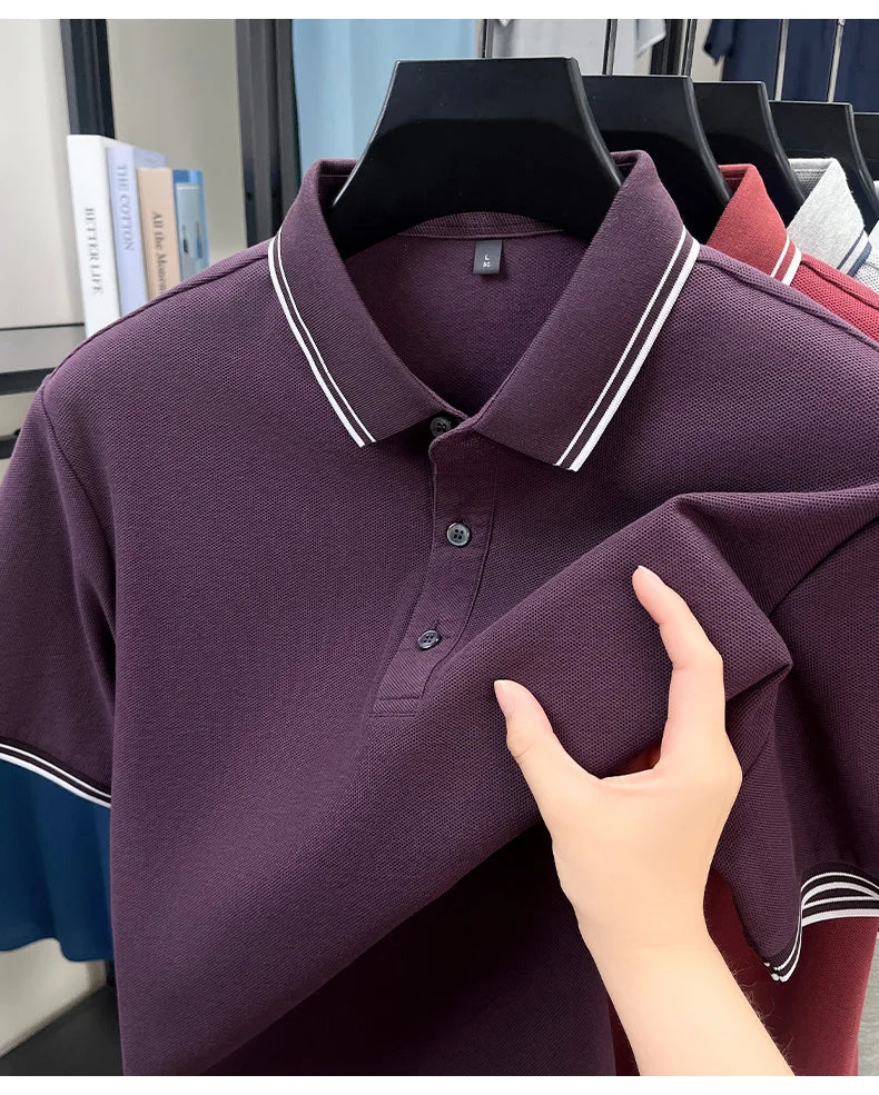 100% pure cotton summer men' luxury brand polo shirt temperament golf short style business casual high-quality T-shirt short top