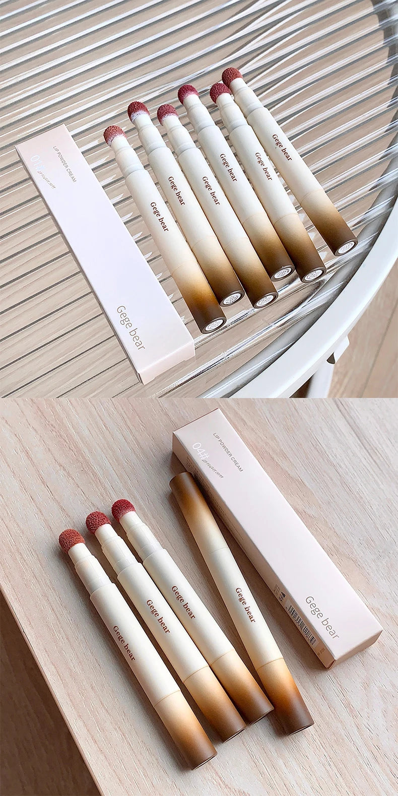 Gege Bear Velvet Matte Lip Powder Cream Long-Lasting Moisturizing Lipstick Autumn-Winter Color Natural-Looking Lip Stain