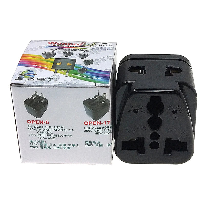 Travel Adapter US AU UK EU Japan Mulit Plug Socket With Voltage Indicator WONPRO-WAT World Smallest