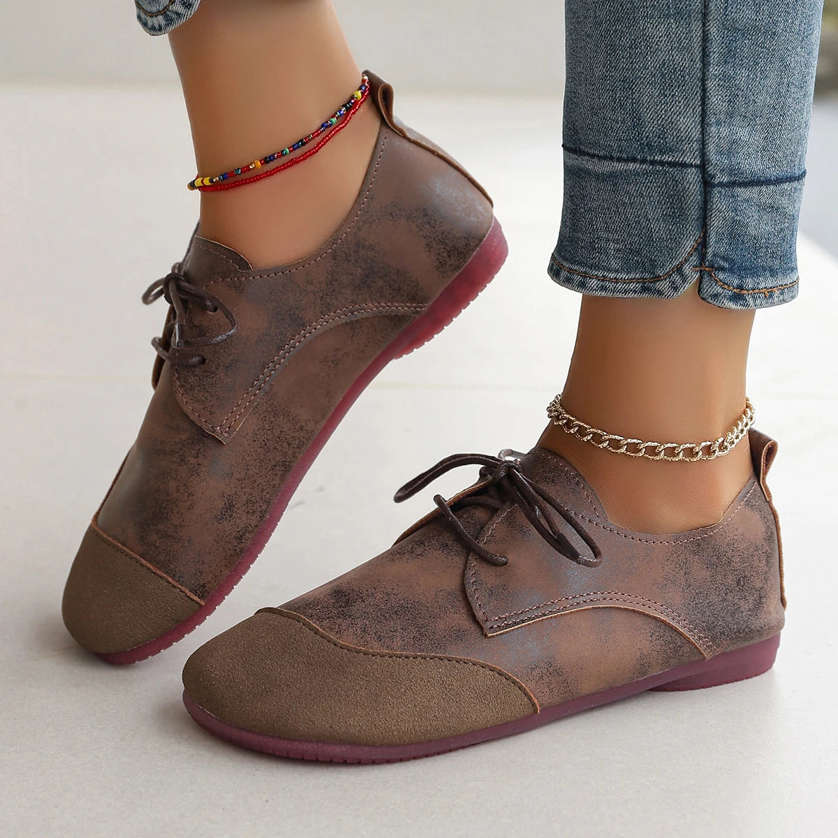 Woman Flats Shoes Loafers Fashion Casual Sports Sneakers Trend Brand Women's Fashion Dress Shoes New Lace Up Femme Zapatos