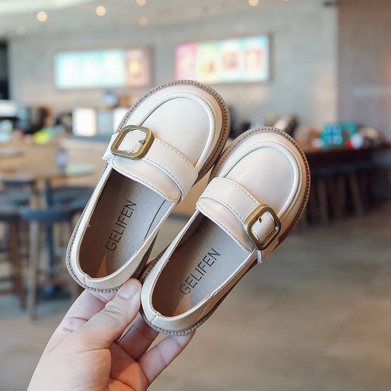 British Style Retro Girls Shoes Spring Autumn Princess Leather Shoes Children Black Soft Dance Loafers for 3-12 Ages Kids Shoes