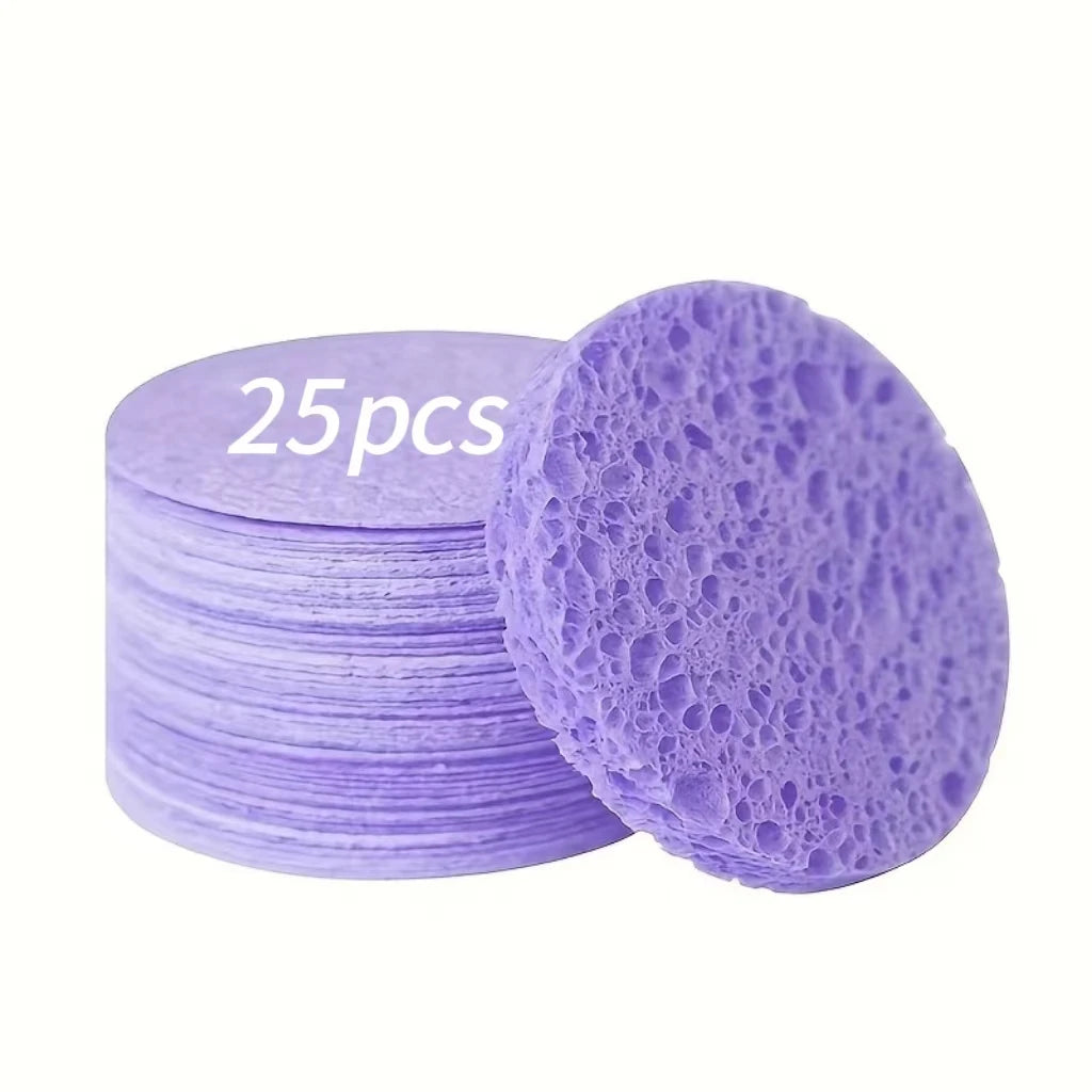 25pcs Compress Face Wash Puff Natural Wood Pulp Sponge Face Wash Puff Foaming Face Puff Cosmetic Puff Face Cleansing Sponge