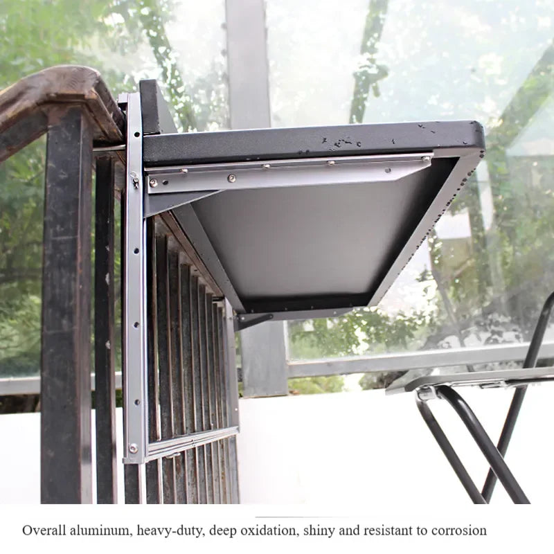 Aluminum Folding Table Hanging on Balcony Railing Waterproof & UV Protection Outdoor Patio Furniture Garden & Landscape Use