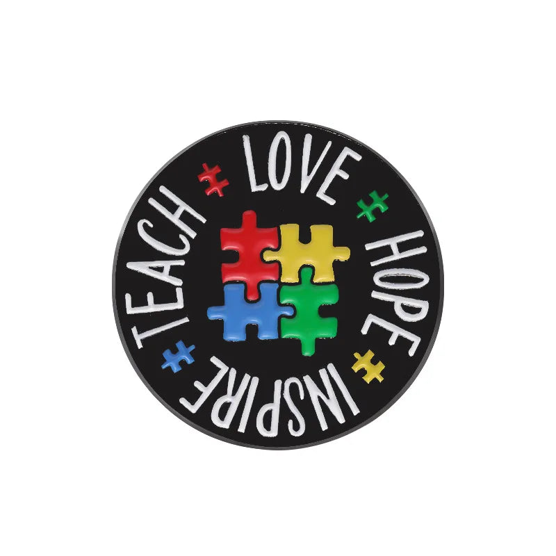 Autism Awareness Puzzle Enamel Pins Introvert Caring For Mental Health Metal Brooches Lapel Badges Jewelry Gifts For Friends