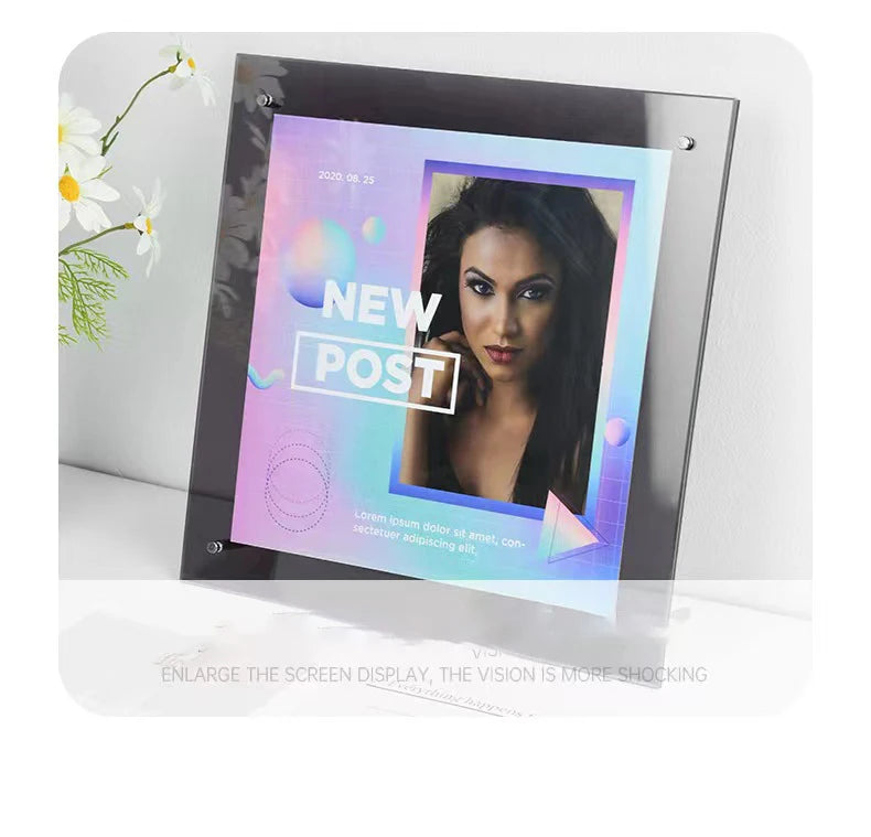 Acrylic Picture Frames,Color Desk Picture Frames with Stand,Modern Frameless Floating Frame for Desktop Display Gift Home Office