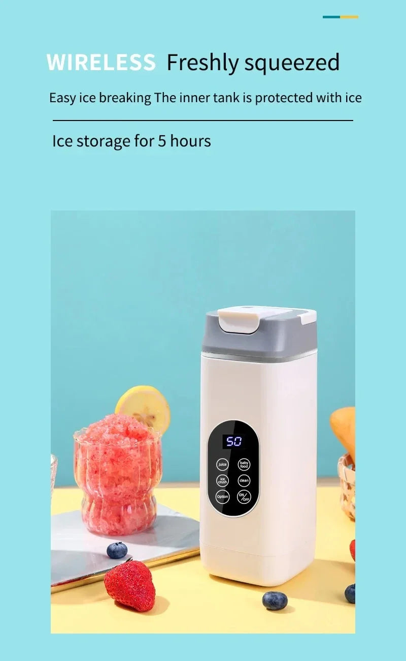 Electric Blender Rechargeable Portable Juicer USB Charging Hand Blender Electric Fruit Juicer 12 Blades Crushed Ice Juicer Cup