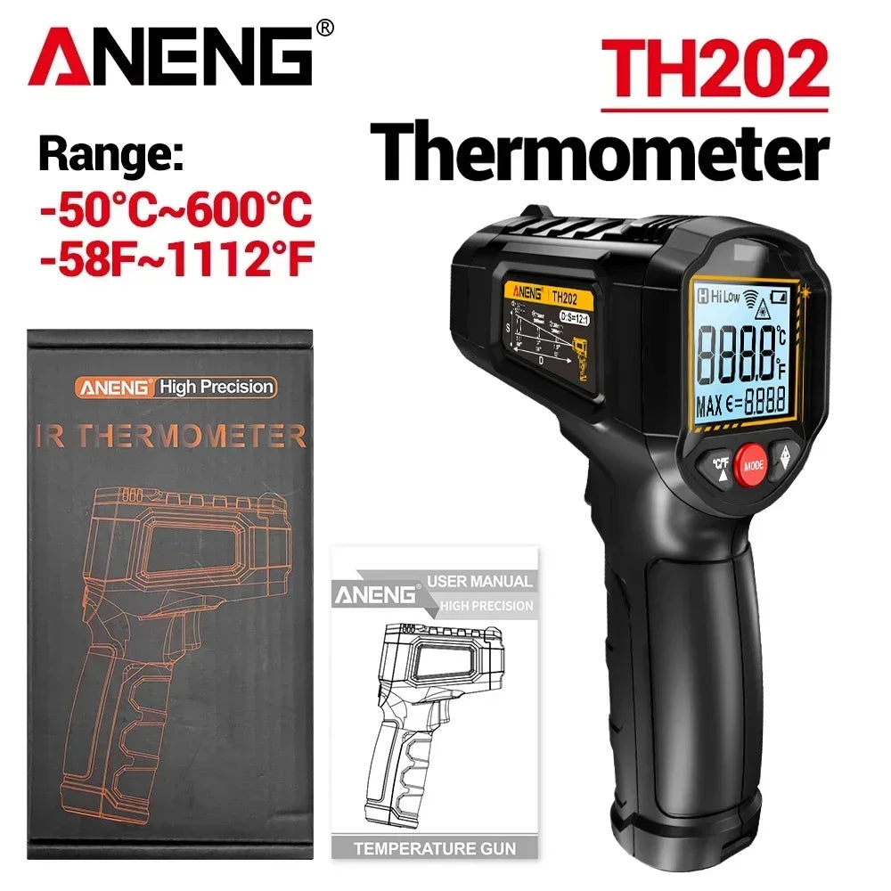 Infrared Laser Thermometer ANENG TH202 Digital Temperature Non Contact Meter LCD Display Pyrometer Point Gun Tester Tools