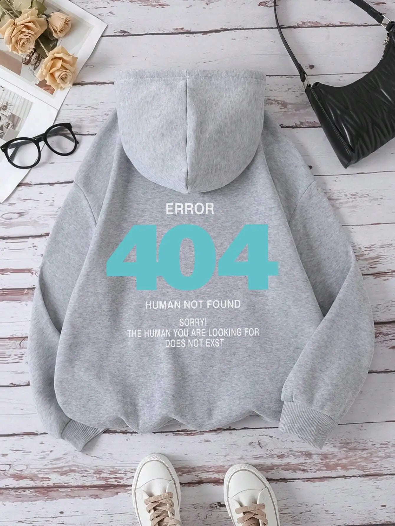 Women's Hoody Error 404 Human Not Found sorry Prints Hoodies Fleece Long Sleeve Oversized Clothes Hip Hop Street Pullover