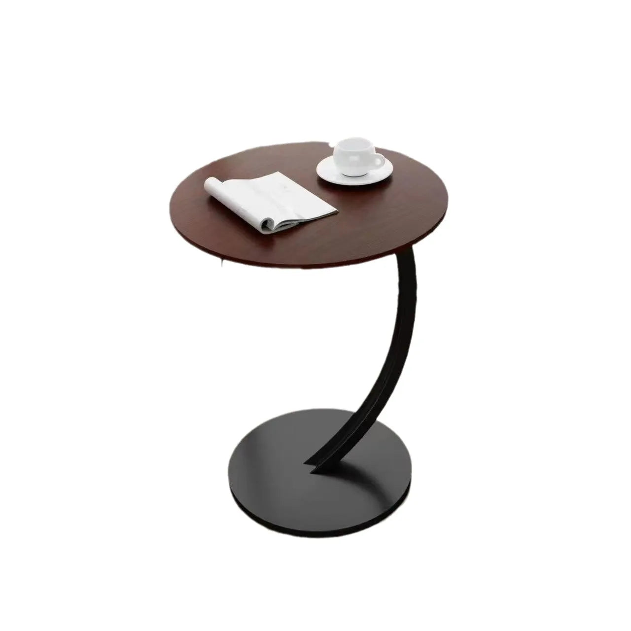 Space Saving Round End Table, Movable Small Accent Table with Drawer for Living Room, Bedroom,  Easy  Roll  Nightstand