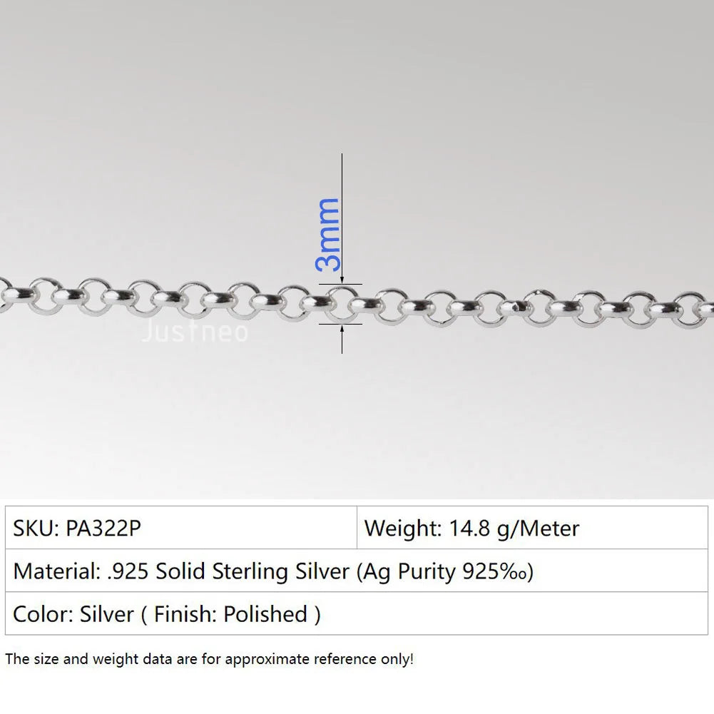 Silver Rolo Chain, 925 Silver Belcher Chains,Sterling Silver Rollo/Rolo Link Cable Chain for jewelry making Sterling Sil