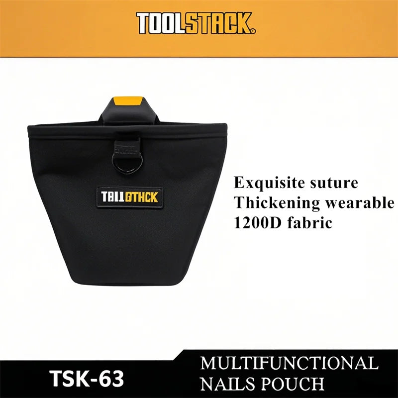 TOOLSTACK Nails Pouch High-Capacity Durable Waist Bag Nails & Screws Toolkit Waterproof Multifunctional Tools Package