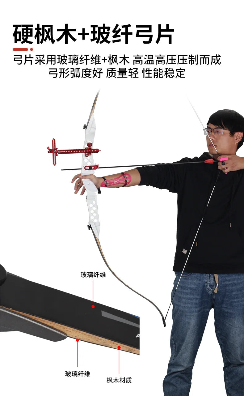68 Inch Takedown Recurve Bow 16‑38Lbs Draw Weight Archery Equipment For Outdoor Sport Target Shooting Training Practice