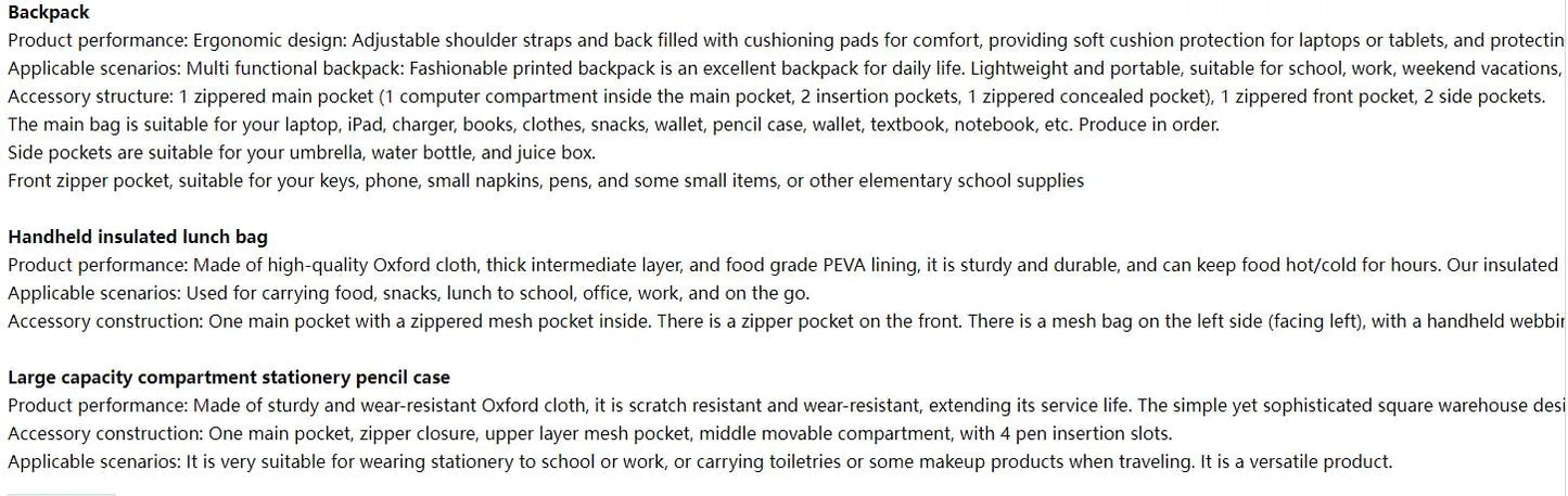 Sheriff Labrador Backpacks Boys Girls Bookbag Children School Bags Cartoon Kids Rucksack Lunch Bag Pen Bag Three-Piece Set