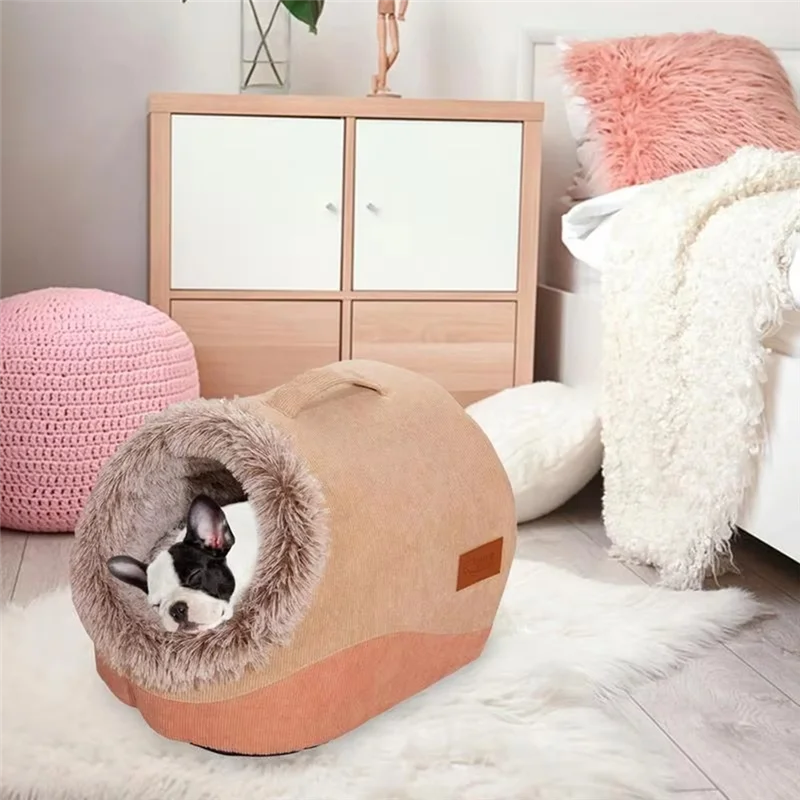 Buy Now Cat Caves For Indoor Cats Plush Warm Kennel Cat Cave Semi-Enclosed Design Comfortable Cat Hideaway Dog House For Cozy