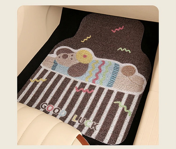 Three-piece Set Car Carpet Cute and Dirt-resistant Floor Mats Anti-dirt Non-slip Wear-resistant Protective Mats for Cars