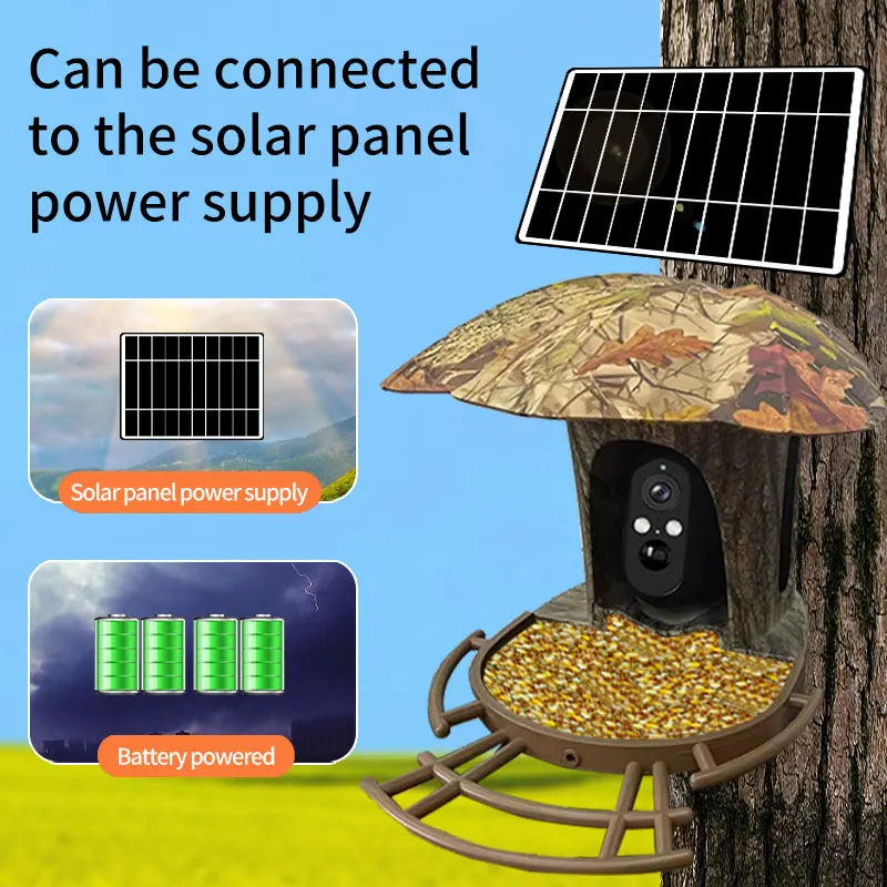 3MP 1296P I-Cam+ APP  Bird Feeding  Solar Battery  Power  IP Camera AI Outdoor Watch Bird Feeder Long Time Standby CCTV Monitor