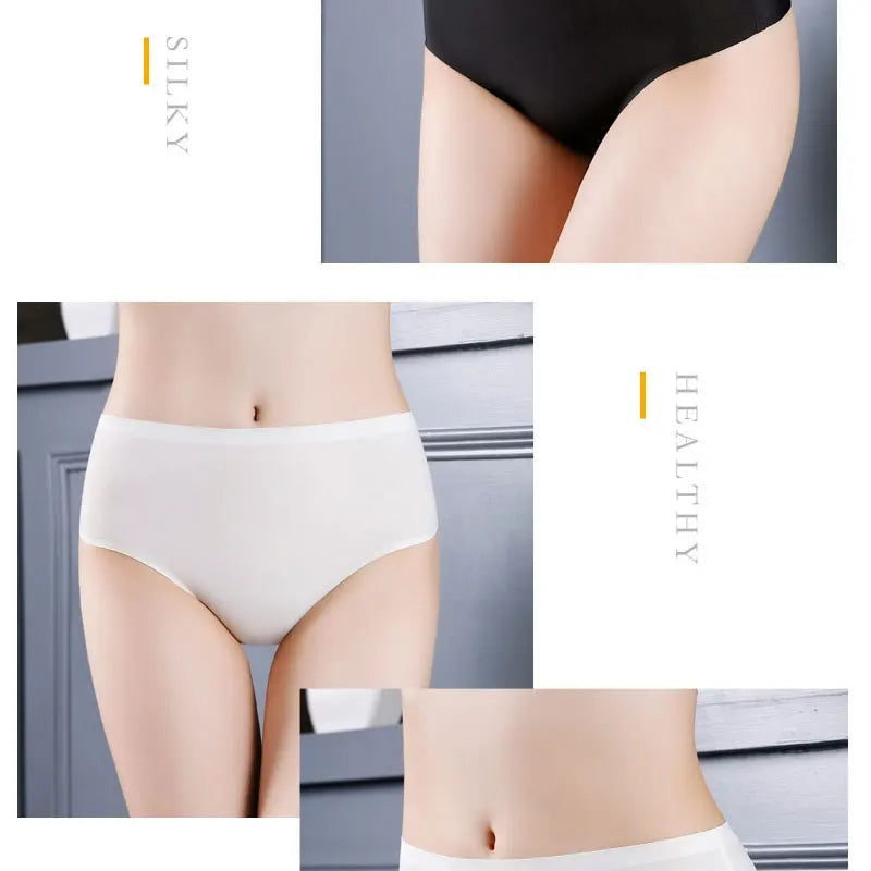 Hot Sexy Ladies Panties sport women's Underpant Middle-HIGH waist Thongs String Fashion Ice Silk Seamless Briefs Lingerie Tanga
