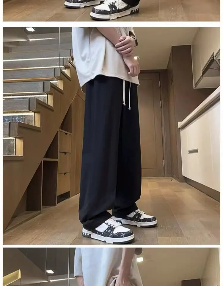 Pants Men's Summer Quick-drying Straight-leg Casual Pants for Teenagers Trendy Loose Thin Sports Wide-leg Trousers Y2k Shorts
