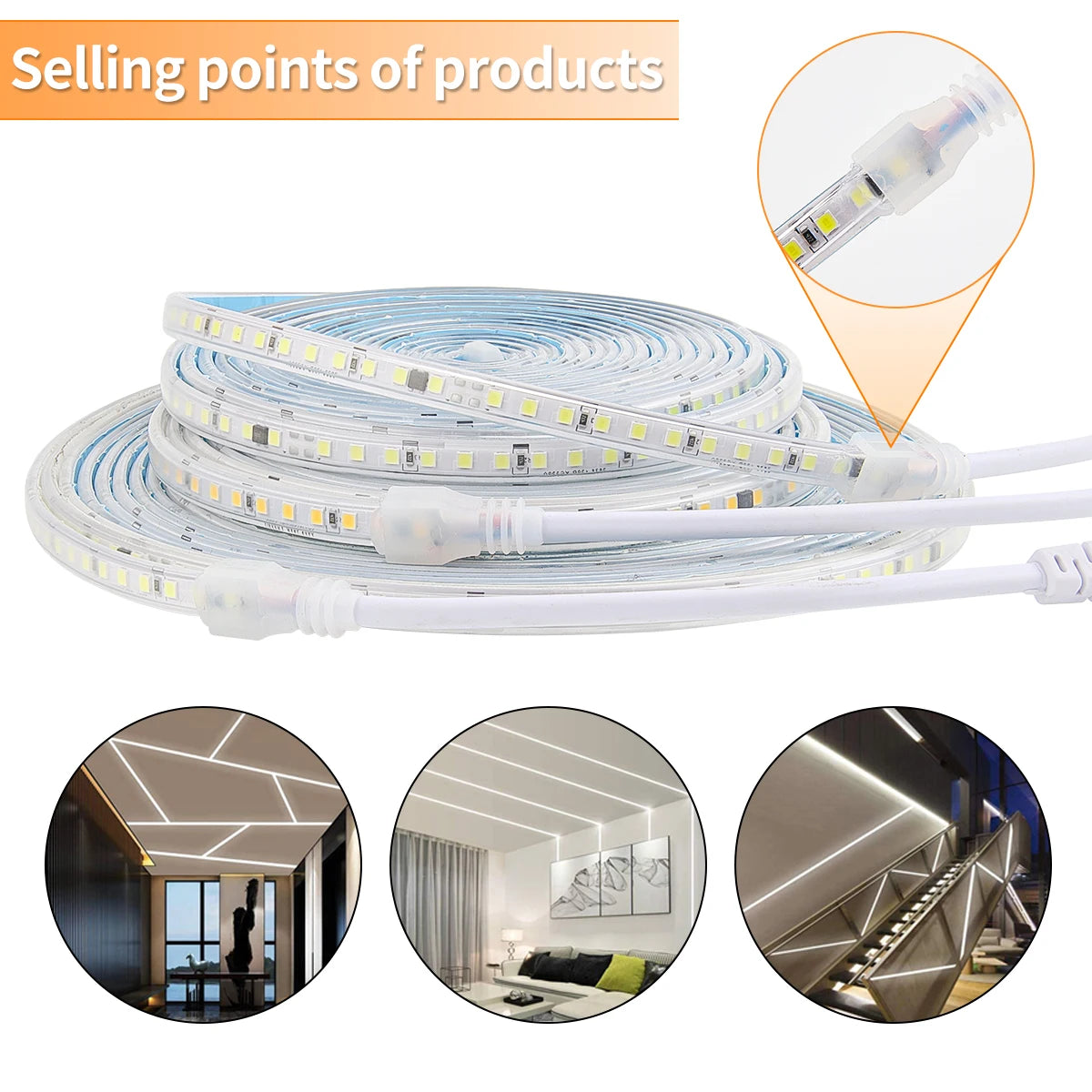 LED Strip Outdoor Waterproof warm white SMD LED Strip SMD2835 LED Strip Light 1M 2M 5M 10M 20M 25M 220V Flexible light strip