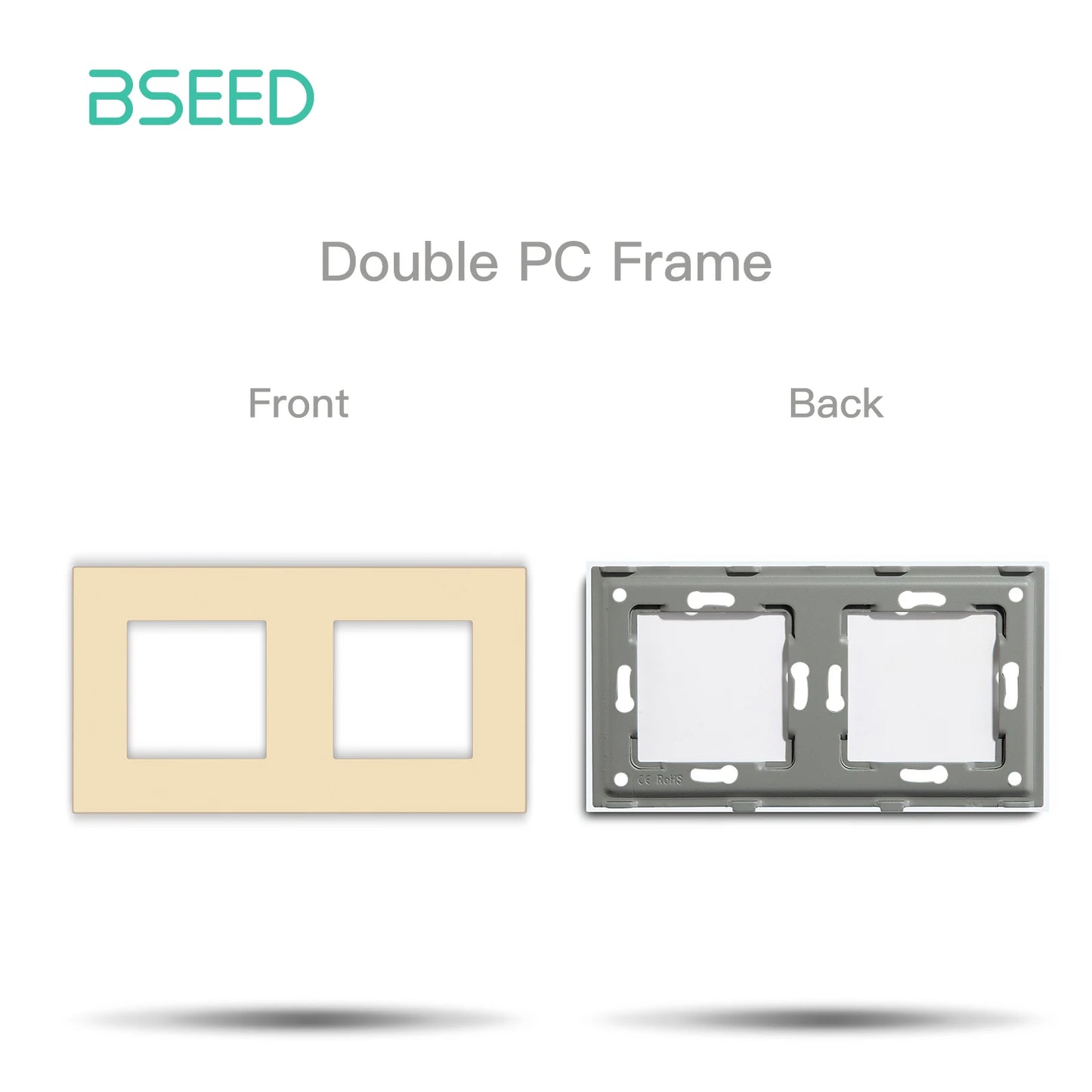 BSEED Only Plastic Frame Panel Single Double Frames Wall Socket Triple Four Frames DIY Part with Metal Frames White Black Golden