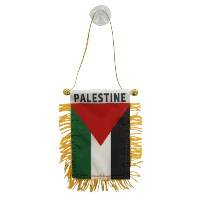Palestine Small Hanging Flag Double Sided Tassel With Sucking Disc Car Interior Rearview Mirror Decoration Mini Pennant