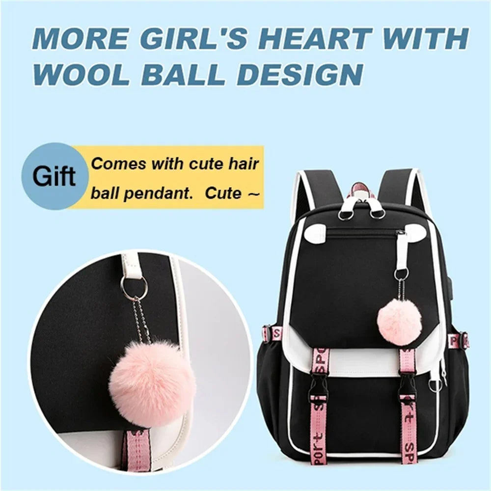 Cat Anime Cartoon School Bag New Fashion Backpack Back To School Cute Kawaii Backpack School Bags for College Student Mochila