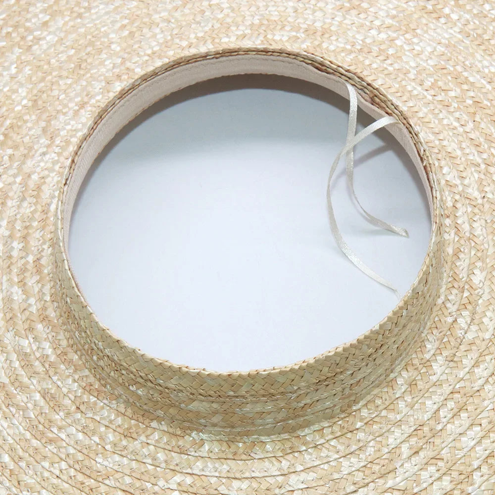 Summer Empty Top Round Sun Hats for Women Elegant Wide Large Brim Beach Straw Hat Casual Panama Caps Uv Protection Cap Sombrero