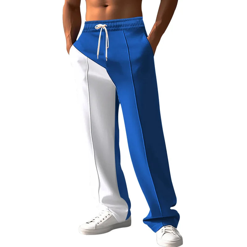 New Men's Luxury Jogging Pants Men's Plus Size Men's Straight Leg Color Blocked Casual Pants Loose and Versatile Elastic Pants