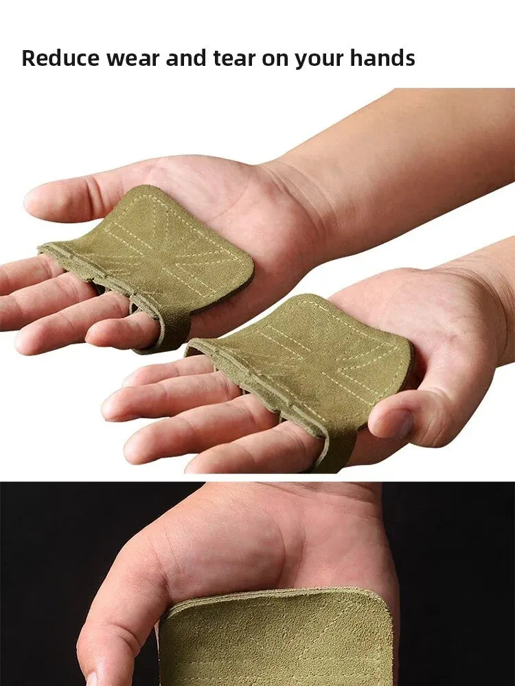 1 Pair Leather Weight Lifting Training Gloves Palm Protection Fitness Gymnastics Grip Pull Up Weightlifting Workout Protector