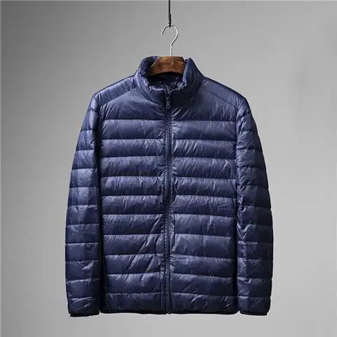 Portable Lightweight Short down Jacket for Men Autumn Winter Cotton Padded Stand Collar Casual Warm Elderly Friendly Outerwear