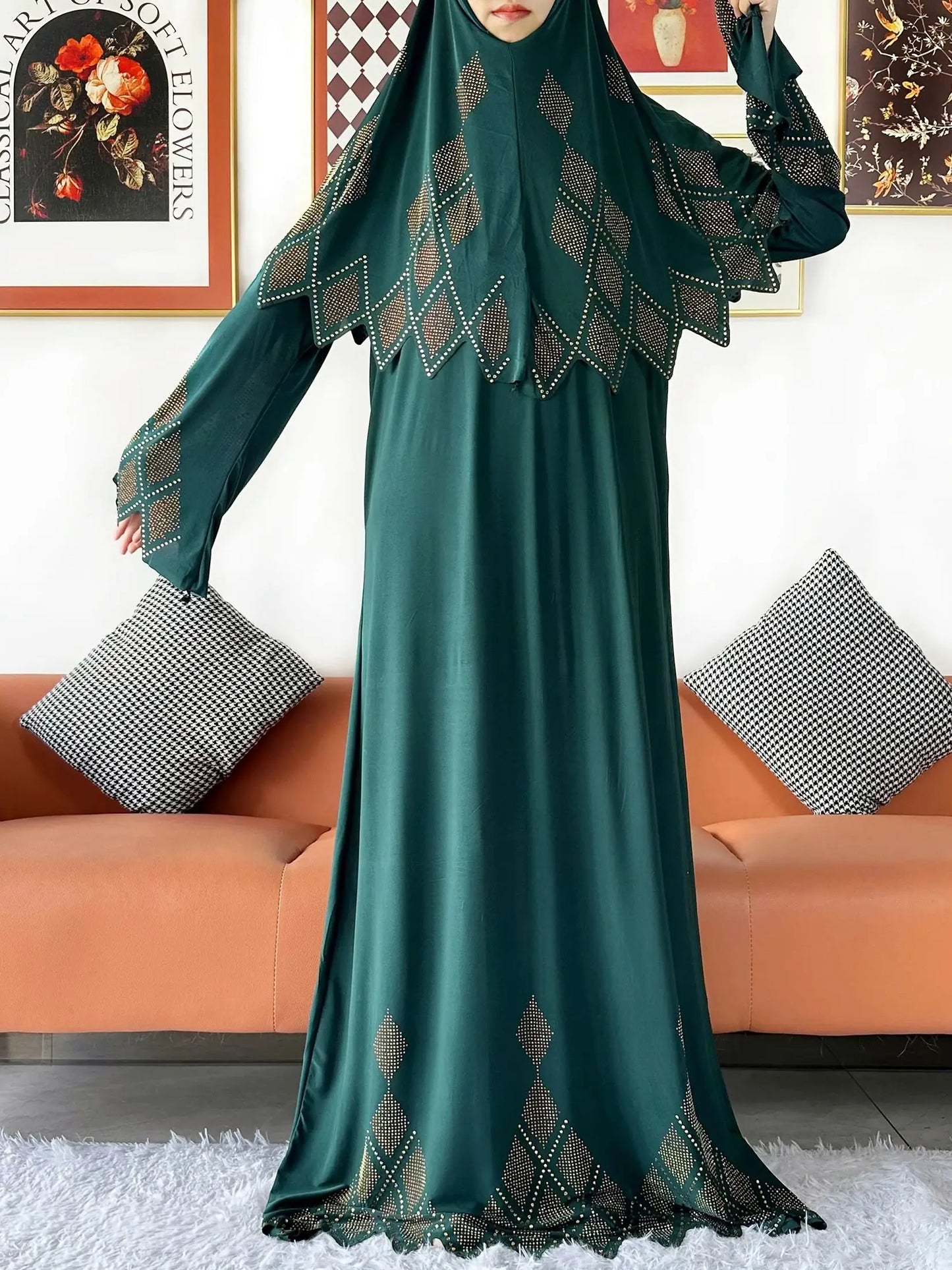 2025 Islamic Women's Hijab Scarf Long Dress Sets Prayer Garment Set Long Khimar Dress And Hijab Combo for Ramadan Daily Wear