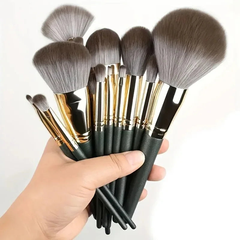 14PCS Vegan Makeup Brush Set - Full Face & Eye Kit with Soft Silk Bristles, Cruelty-Free for Beginners & Pros (Gift Ready)
