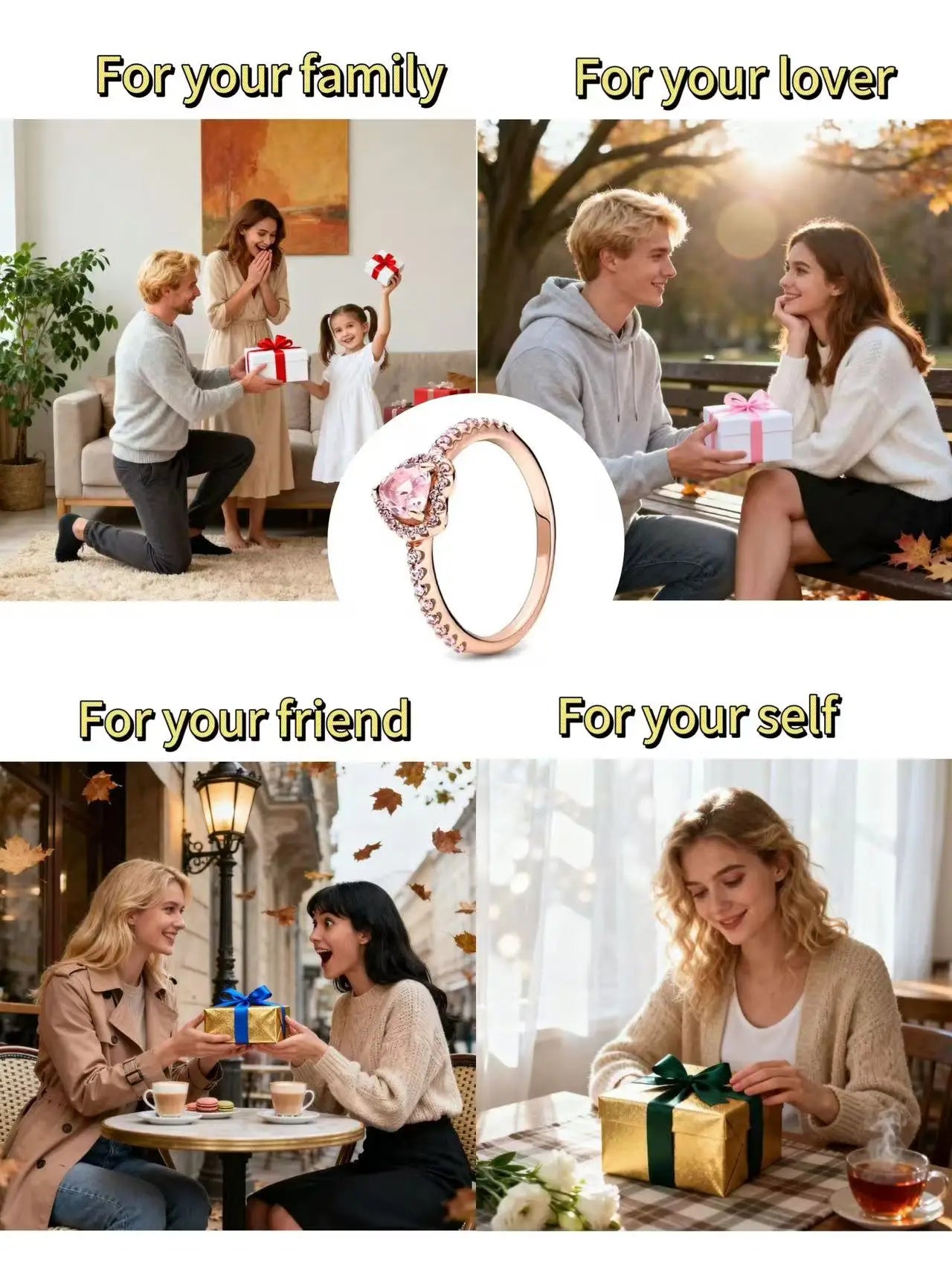 925 Sterling Silver Latest Multiple Colors Sparkling Heart-shaped Ring - Luxurious Exquisite Charm Jewelry Surprise Memorial Gif