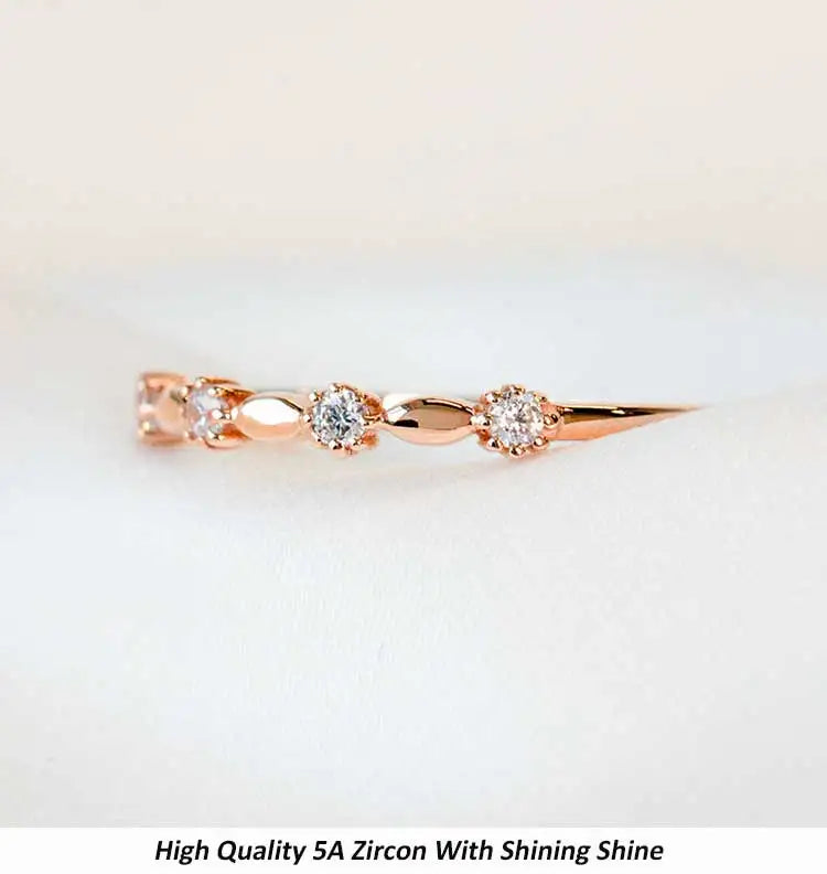 Eternity Ring Sterling Silver With Rose Gold Plate Women'S Diamond Wedding Band Girls Dating Luxury Quality Jewelry Accessories