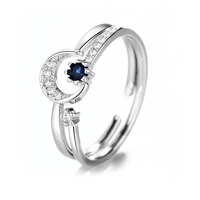 925 Sterling Silver Star Crytal Ring for Women Girl Personality Simple Adjustable Exquisite Jewelry Dropshippipng Gift