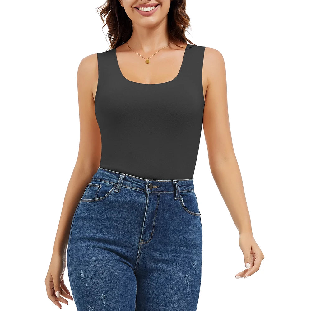 Thermal Tank Top Women's Fleece Lined Thermal Sleeveless Wide Shoulder Straps Warm Undergarment Winter Base Layer Clothing