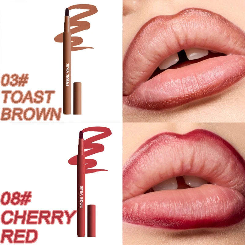 Matte Velvet Lipliner Pencil Red Nude Contour Tint Lipstick Waterproof Lasting Non-stick Cup Moisturising Lip Contour Pen Makeup
