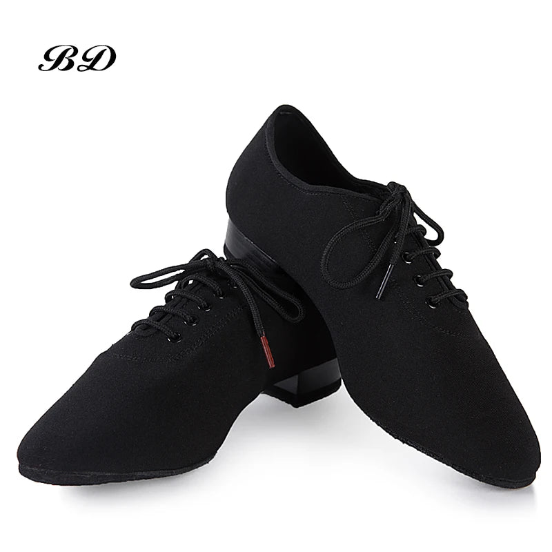 TOP Dance Shoes Latin Shoe Modern  Men Cowhide Two-point Sole Oxford Cloth Grid Pattern Authentic Sock Bag BDDANCE309 Breathable