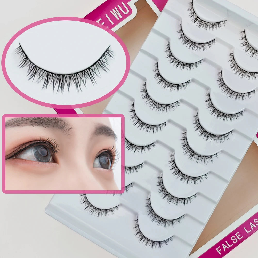 Xuanfeiwu Natural Short Style No-Makeup Look Sparse Full-Strip Ultra-Natural Realistic One-Piece Natural-Looking False Eyelashes DIY Self-Application Beginner Light Makeup Eyelashes
